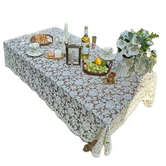 Cross-border French pastoral ins-style lace rectangular tablecloth, retro palace-style coffee table and tablecloth dust cover Cross-border French pastoral ins-style lace rectangular tablecloth, retro palace-style coffee table and tablecloth dust cover