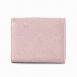 New short women's wallet, multifunctional PU fashionable diamond-patterned folding zipper wallet, wholesale student coin purse