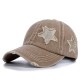 Men's flat-top military caps, spring and summer washed distressed men's hats, Korean-style casual baseball caps, trendy summer sun hats