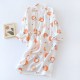 Women's cotton double-layer gauze pajamas, round neck, long sleeves, thin, spring, summer, and autumn, loose, thin loungewear set. Women's cotton double-layer gauze pajamas, round neck, long sleeves, thin, spring, summer, and autumn, loose, thin loungewear set.