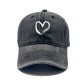 Cross-border new style cotton washed distressed heart baseball cap for men and women, outdoor personalized cartoon heart baseball cap Cross-border new style cotton washed distressed heart baseball cap for men and women, outdoor personalized cartoon heart baseball cap