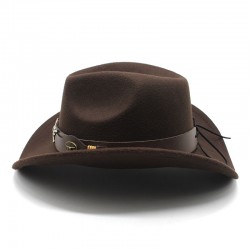Amazon's best-selling topper, ethnic-style cowboy logo western cowboy hat, rolled brim, retro riding hat, woolen felt hat