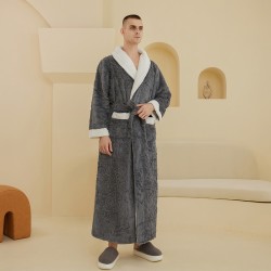 Men's nightgown for overweight couples, plus-size, long flannel bathrobe for women, autumn and winter.