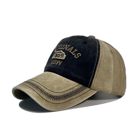 Letter Embroidered Colorblock Soft Top, Cross-Border Amazon Washable Coated Baseball Cap, Large Head Circumference Outdoor Baseball Cap