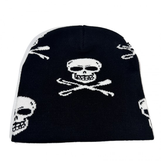 New autumn and winter Kuromi Stitch jacquard knitted hat, anime Sanrio warm pullover wool hat.