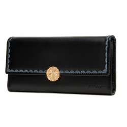 Lovebu New Cross-Border Long Women's Wallet with Solid Color Bow Clasp and Trifold Embroidered Clutch