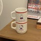 Homemade niche, minimalist blue line puppy mug with flip-top, contrasting color, couple's coffee cup and water cup, 270ml. Homemade niche, minimalist blue line puppy mug with flip-top, contrasting color, couple's coffee cup and water cup, 270ml.