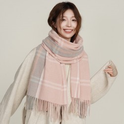 2025 New Women's High-end Faux Cashmere Versatile Neck Scarf, Autumn and Winter Warmth, Cross-border Elegant Plaid Shawl