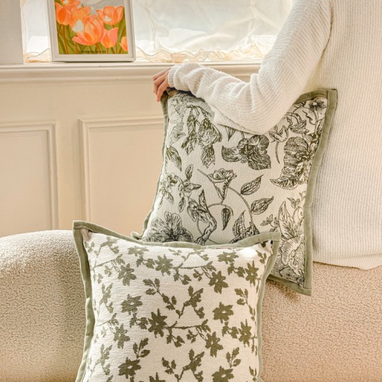 Cross-border Nordic ins chenille jacquard velvet pillow, fresh floral cushion, living room sofa cushion cover Cross-border Nordic ins chenille jacquard velvet pillow, fresh floral cushion, living room sofa cushion cover