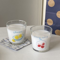 INS retro hand-painted fruit shot glass, niche refreshing glass, heat-resistant espresso cup for couples.