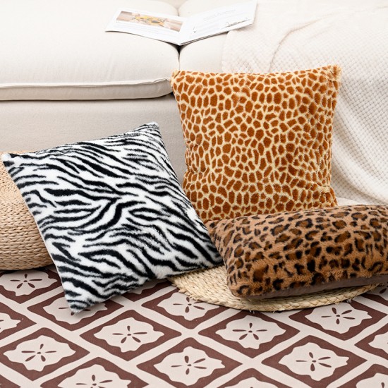 Fantastic Animals zebra, giraffe, and leopard print plush cushions for living room sofas, bedside bay windows, and decorative pillow covers Fantastic Animals zebra, giraffe, and leopard print plush cushions for living room sofas, bedside bay windows, and decorative pillow covers