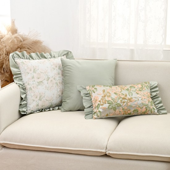 Cross-border ins American pastoral embroidery pillowcase, lumbar support for living room sofa, retro solid color cushion cover Cross-border ins American pastoral embroidery pillowcase, lumbar support for living room sofa, retro solid color cushion cover