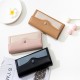 Factory wholesale women's long wallet, 2022 new Japanese and Korean soft PU leather, stylish, simple, buckle, clutch, tri-fold bag