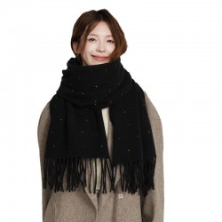 Maillard color single-color polka dot scarf for women, a new autumn and winter warm scarf Thickened student scarf, Korean-style versatile shawl.