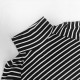 Striped contrasting turtleneck midi skirts for women, elegant slimming and flattering two-piece commuter suits.