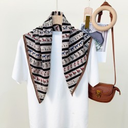 Japanese and Korean simple and fashionable horse parade print square scarf for spring and summer a unique and refined thin and elegant silk scarf