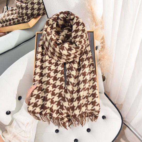 Autumn and winter Japanese couples' high-end imitation cashmere houndstooth scarf, stylish and warm, wholesale.