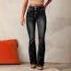 Amazon cross-border European and American retro stretch jeans for women, 2025 spring new washed streetwear flared trousers.