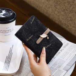 Lianbu women's mid-length, multifunctional, simple PU wallet with large capacity, printed buckle, zippered wallet, and card holder.