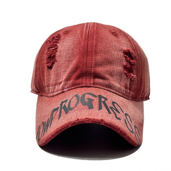 American Retro Distressed Baseball Cap for Women, All-Season Versatile Wide-Brim Ripped Baseball Cap, Outdoor Curved-Brim Sunshade Hat for Men