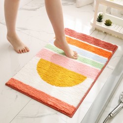High-low pile double-layer flocked carpet mats, non-slip floor mats for bedrooms, entrances, and bathrooms, Bohemian style