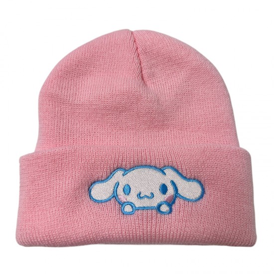 Autumn/Winter Children's Cinnamon Dog Embroidered Knitted Hat, European and American Fashion Trend, Windproof and Warm Wool Hat