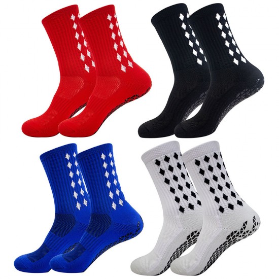 Adult adhesive-coated football socks with thickened towel soles for practical combat, sweat-wicking, breathable mid-length sports non-slip socks