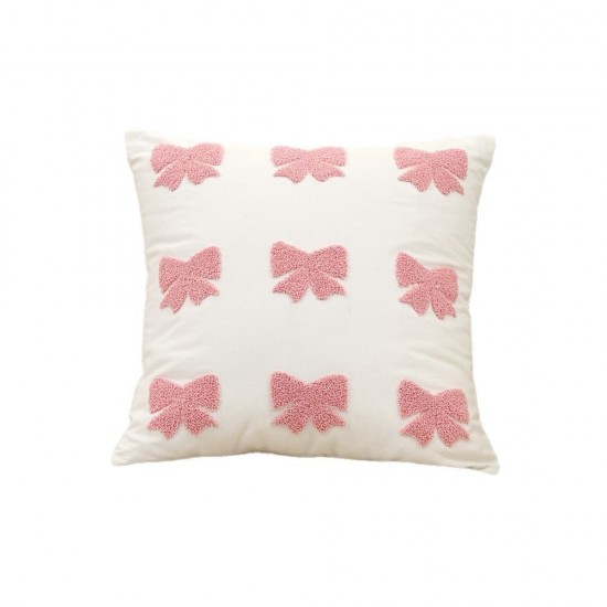 Cross-border ins Nordic embroidered bow and flower sofa pillows, tufted girly heart cushions for home decor Cross-border ins Nordic embroidered bow and flower sofa pillows, tufted girly heart cushions for home decor