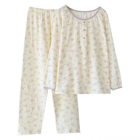 Women's spring and summer pajamas, pure cotton double-layer crepe lounge pants, thin, summer, loose, soft cotton gauze lounge pants Women's spring and summer pajamas, pure cotton double-layer crepe lounge pants, thin, summer, loose, soft cotton gauze lounge pants