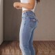 Amazon Foreign Trade Cross-border 2025 Spring New Double-Button Mid-Rise Straight Jeans for Women, Slim Fit, Elegant Pants