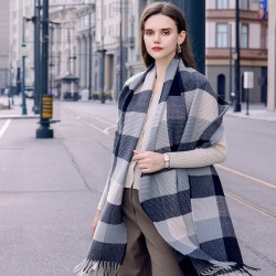 2025 new women's autumn and winter scarves, Korean-style versatile pleated plaid student scarves, men's faux cashmere warm shawls