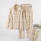 Women's spring and summer pure cotton gauze long-sleeved trousers, colorful flower pattern, thin, soft, spring and summer loungewear set.