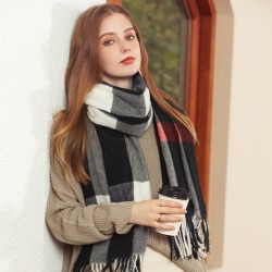 Deqing Siyue scarves, 2025 new autumn and winter thickened warm faux cashmere scarves, plaid print, autumn and winter neck scarves for women.