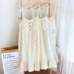 Summer women's cotton double-layer gauze shorts and pullover, thin, Japanese-style loungewear, soft, two-piece set.