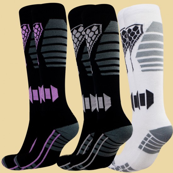 Professional ski socks, thickened wool socks, men's and women's long-top warm socks with towel soles, children's snow sports socks, basketball
