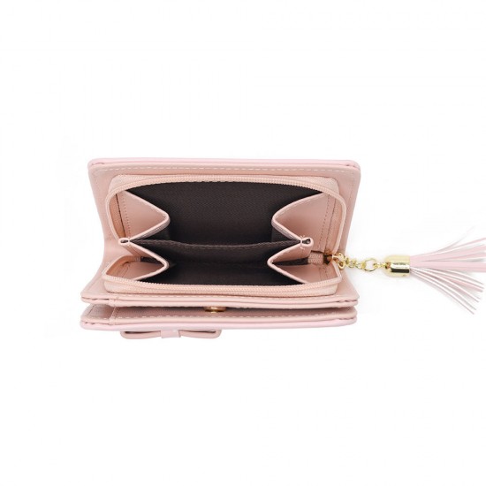 Cross-border Taobao bestseller, women's short wallet, foldable, fresh bow, kitten pendant, student wallet in stock Cross-border Taobao bestseller, women's short wallet, foldable, fresh bow, kitten pendant, student wallet in stock