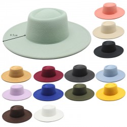 New cross-border autumn and winter woolen 9.5cm wide-brim jazz hat for men and women, with a convex and concave ring-shaped top hat