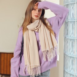 Solid color scarves, light wavy stripes, new women's winter scarves, fresh and sweet, macaron-style, single-color mid-length scarves.