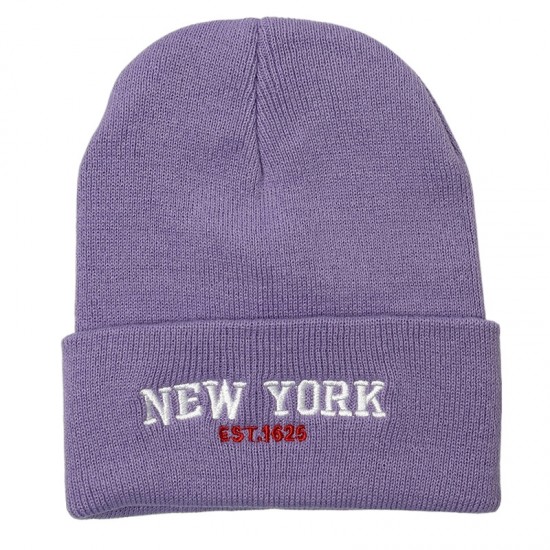 New cross-border Amazon New York letter-embroidered knitted hat, a versatile, warm beanie for men and women in autumn and winter.