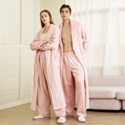 2025 new double-layered thickened men's autumn and winter warm pajamas, plus-size plus-length home robes.