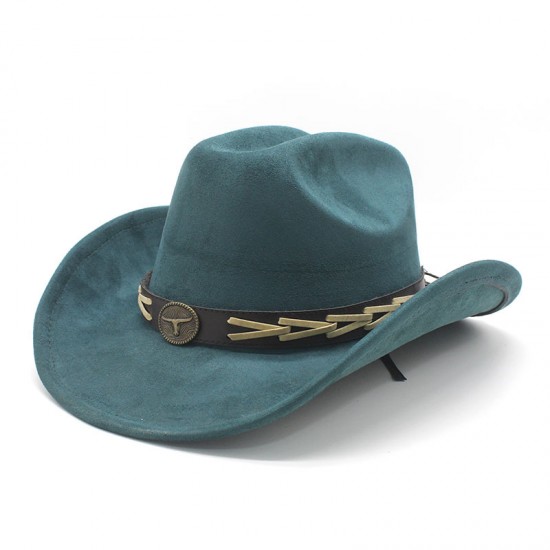 Thickened hardtop cowboy hat, dopamine suede, curved brim hat, French cross-border wholesale, ethnic style.