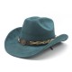 Thickened hardtop cowboy hat, dopamine suede, curved brim hat, French cross-border wholesale, ethnic style.