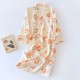 Women's cotton double-layer gauze pajamas, round neck, long sleeves, thin, spring, summer, and autumn, loose, thin loungewear set. Women's cotton double-layer gauze pajamas, round neck, long sleeves, thin, spring, summer, and autumn, loose, thin loungewear set.