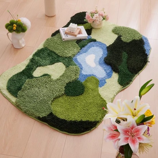 Cross-border popular, highly absorbent bathroom entrance mat, non-slip, thickened, quick-drying checkerboard pattern, toilet, and bathroom floor mat.