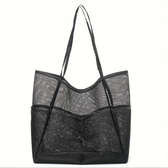 Amazon mesh single-shoulder tote bag, men's and women's beach bag, toiletry and swimwear storage bag