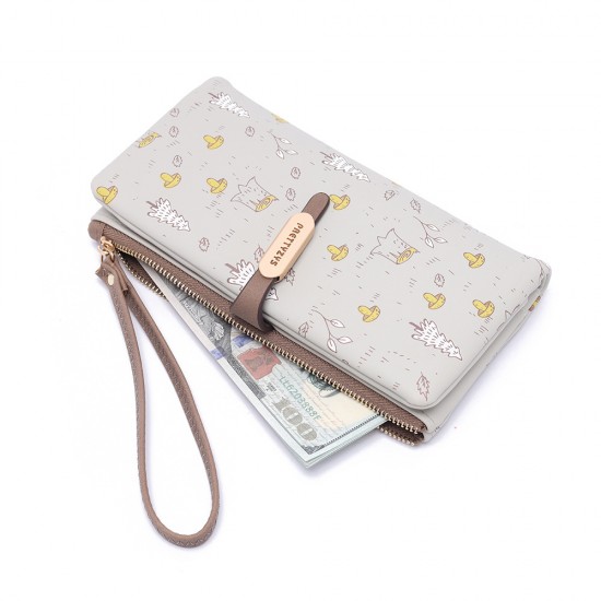 Factory-Supplied Wholesale Long Women's Wallets with Cute and Fresh Prints, Multifunctional Large Capacity