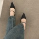 French-style high-end rhinestone single-strap half-slippers for women, 2025 new pointed-toe high-heeled mules for outdoor wear French-style high-end rhinestone single-strap half-slippers for women, 2025 new pointed-toe high-heeled mules for outdoor wear