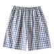 Couples' pure cotton washed cotton plaid shorts, men's and women's, soft, loose summer beach pants, large-size.