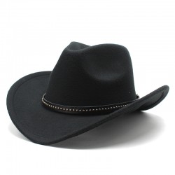New cross-border western cowboy hat, black woolen jazz hat, ethnic autumn and winter felt hat for men and women, wide brim hat