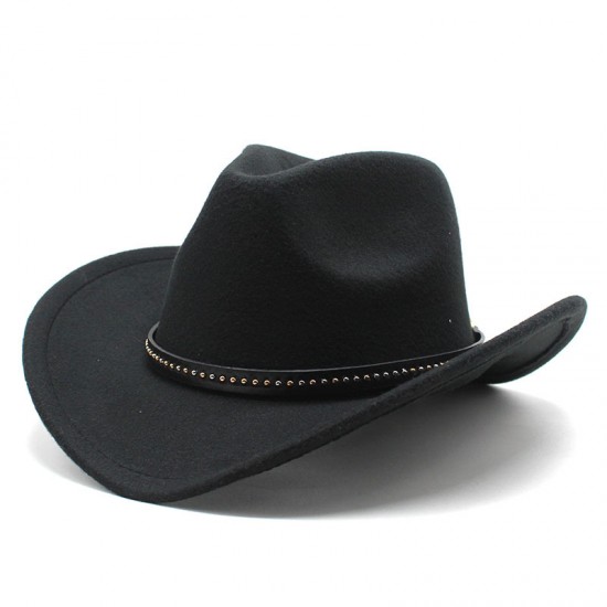 New cross-border western cowboy hat, black woolen jazz hat, ethnic autumn and winter felt hat for men and women, wide brim hat